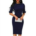 thumbnail image 1 of Women Spring Summer Turn-down Collar Fit Work Dress Vintage Elegant Business Office Pencil Bodycon Mini Dress, 1 of 2