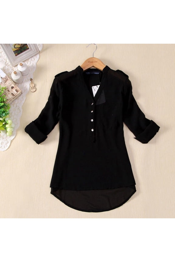 Women Spring Summer V-Neck Chiffon Long Sleeve Casual Shirt Blouse BK/M Ladies Linen Blouses Work Clothes Womens Linen Shirt Women Sheer Linen Blouse Button up Formal Blouse Women Champagne Tan Work