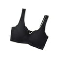 thumbnail image 1 of Women Spring Summer Wireless Pullover Bra, Wide Adjustable Straps V Neck Breathable Mild Push Up Comfort Daily Lounge Bralette Black XXL(XXL), 1 of 5