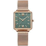 Women Square Face Watches Fashion Quartz Dress Watch for Women with Stainless Steel Mesh Band