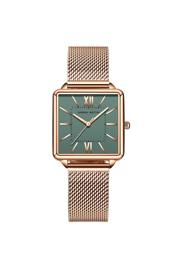 Women Square Face Watches Fashion Quartz Dress Watch for Women with Stainless Steel Mesh Band
