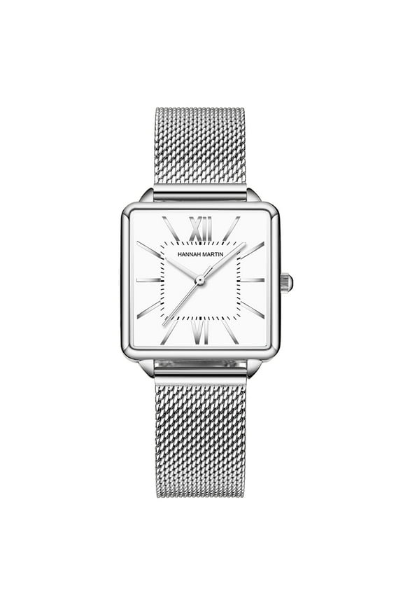 Women Square Face Watches Fashion Quartz Dress Watch for Women with Stainless Steel Mesh Band