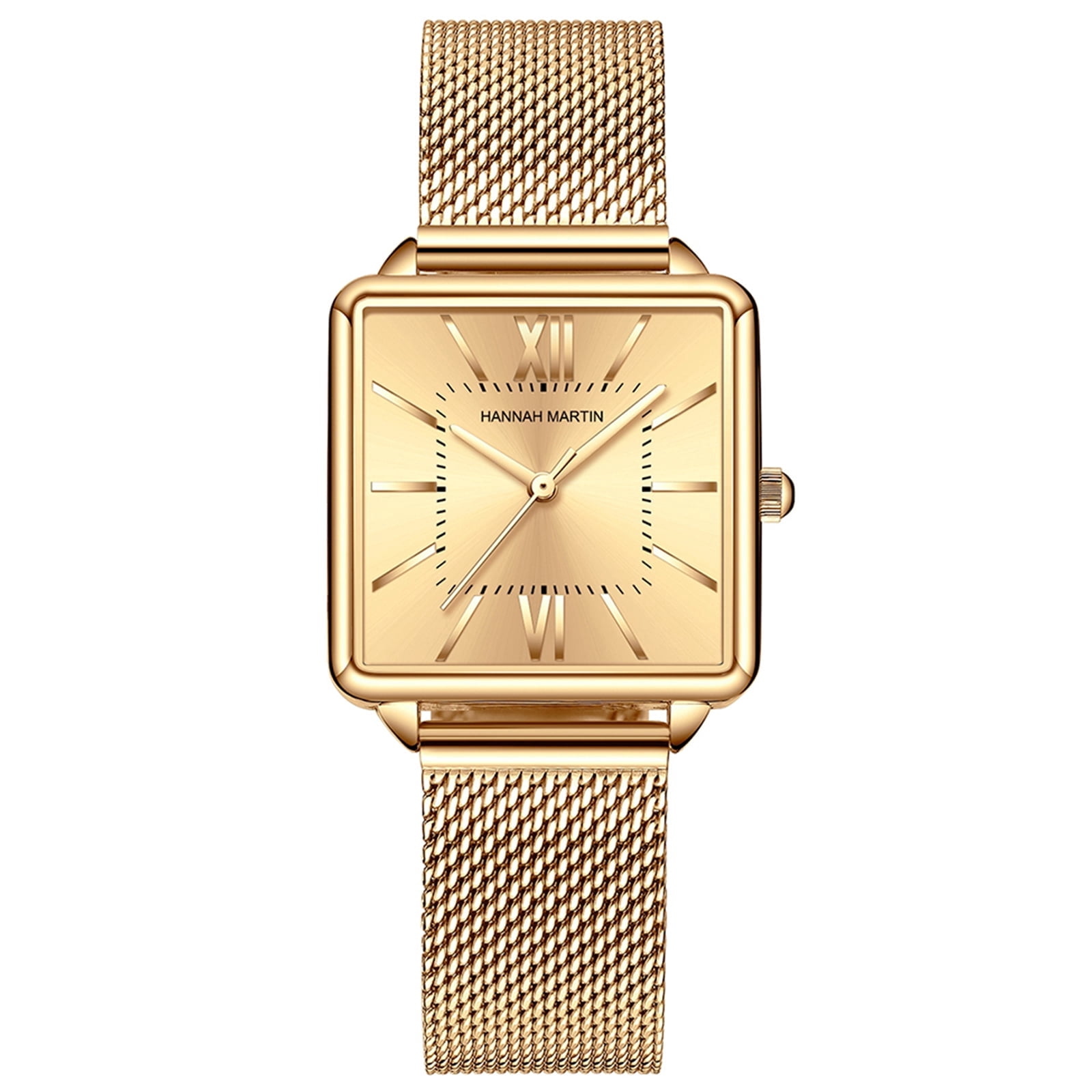Women Square Face Watches Fashion Quartz Dress Watch for Women with Stainless Steel Mesh Band