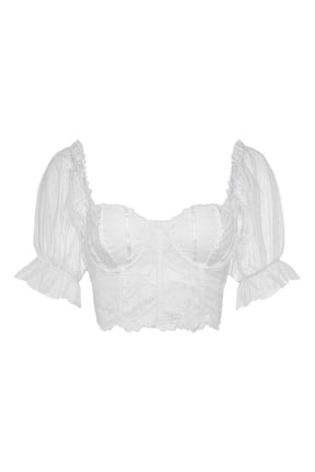 Women Square Neck Corset Lace Short Waist Top Black White Matching Dirndl Trachten Blouse for Oktoberfest Beer Fest Costume Sizes S-L