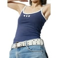 thumbnail image 1 of Women Square Neck Heart Print Tank Top Summer Y2K Going Out Basic Shirt Navy Blue S, 1 of 9