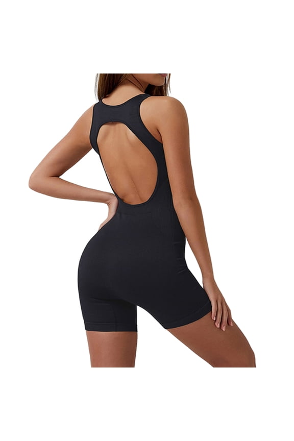 Women Square Neck Jumpsuits Gym Jumpsuits Seamless Workout Yoga Rompers Butt Lifting Tummy-Control Jumpsuits