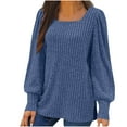 thumbnail image 1 of Women Square Neck Sweaters Plus Size Tunic Rib Shirts Pullover Tops Pleated Lantern Sleeve Jumper, 1 of 4