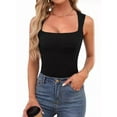 thumbnail image 1 of Women Square Neck Tank Tops Dressy Summer Sleeveless Shirts Going Out Fitted Trendy Tops T Shirts Blouses Black S, 1 of 7