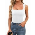 thumbnail image 1 of Women Square Neck Tank Tops Dressy Summer Sleeveless Shirts Going Out Fitted Trendy Tops T Shirts Blouses White XS, 1 of 7