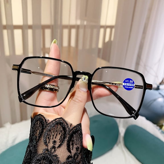Women Square Oversized Black Reading Glasses 3.50 Men Anti-Blue Light Ultra-Light Readers 3.50 Strength