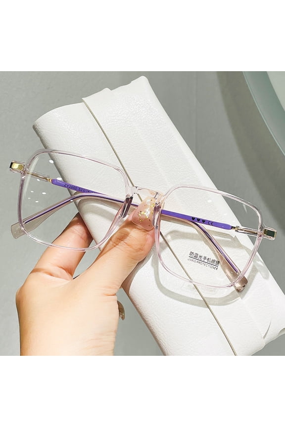 Women Square Oversized Purple Reading Glasses 2.75 Men Anti-Blue Light Ultra-Light Readers 2.75 Strength