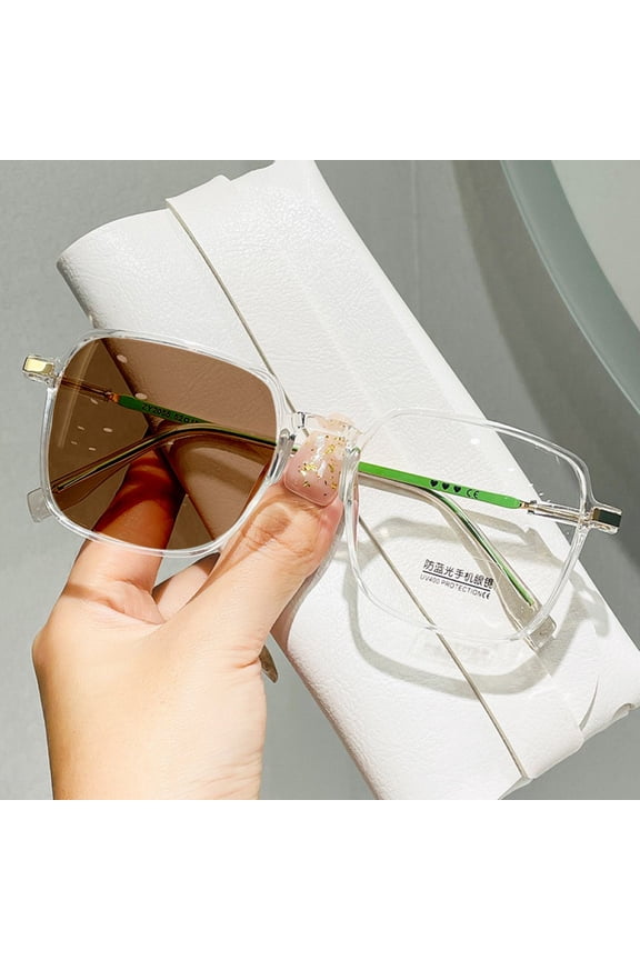 Women Square Photochromic Brown Oversized Transparent Reading Glasses Men Anti-Blue Light Ultra-Light Readers Eyeglasses Frame