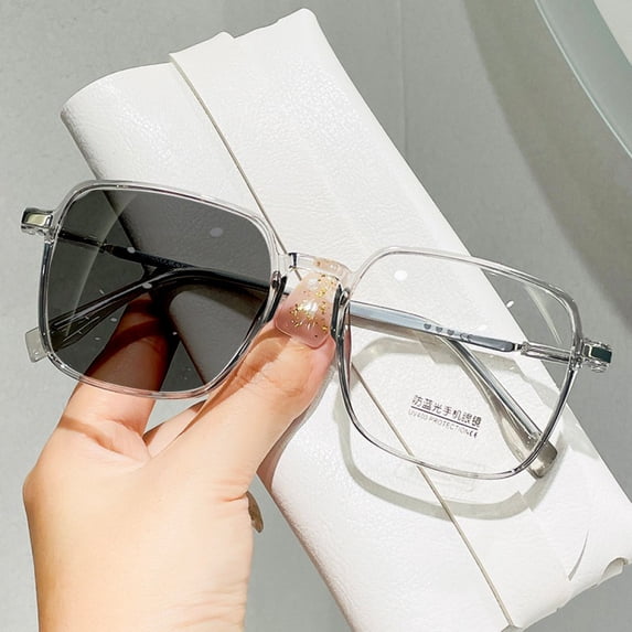 Women Square Photochromic Gray Oversized Gray Reading Glasses 1.25 Men Anti-Blue Light Ultra-Light Readers 1.25 Strength (Photochromic Gray)
