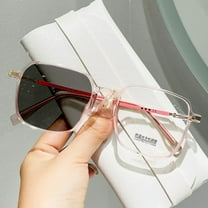 Women Square Photochromic Gray Oversized Pink Reading Glasses Men Anti-Blue Light Ultra-Light Readers Eyeglasses Frame