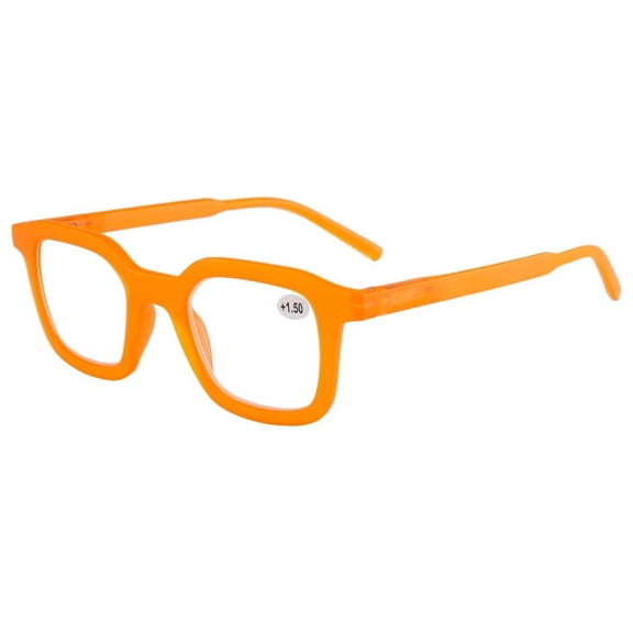 Women Square Reading Glasses Men Oversized Clear Candy Color Fashion Classic Spring Hinges Orange Readers HD +1.50