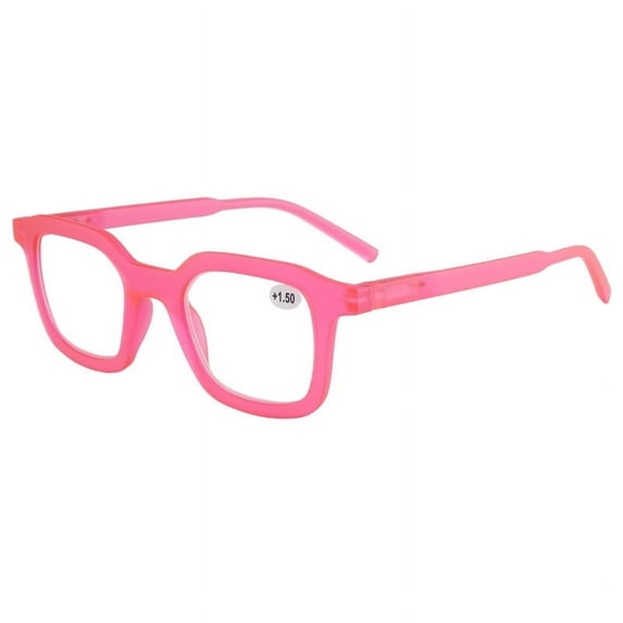 Women Square Reading Glasses Men Oversized Clear Candy Color Fashion Classic Spring Hinges Pink Readers HD +1.50