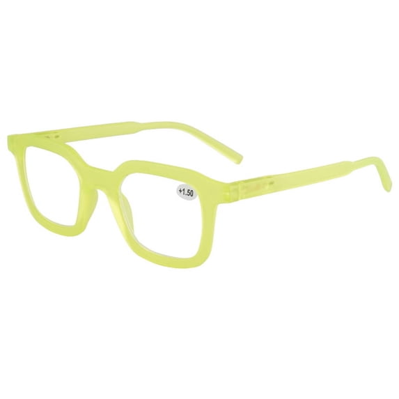 Women Square Reading Glasses Men Oversized Clear Candy Color Fashion Classic Spring Hinges Yellow Readers HD +3.50