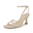 thumbnail image 1 of Women  Square Toe Kitten Heel Sandals   Ankle Strap Buckle Closure, Open Back Design, Open Toe Summer Dress Sandals, 1 of 4