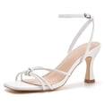 thumbnail image 1 of Women  Square Toe Kitten Heel Sandals   Ankle Strap Buckle Closure, Open Back Design, Open Toe Summer Dress Sandals, 1 of 5