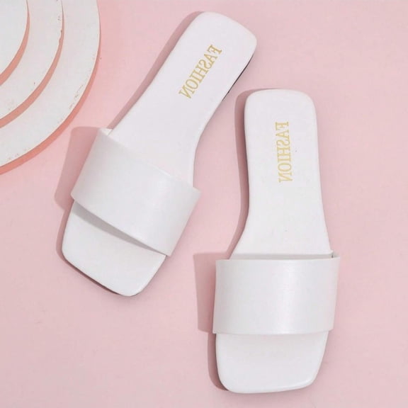 Women Square Toe Open Toe Flat Sandals with Single Strap and Non-Slip Design