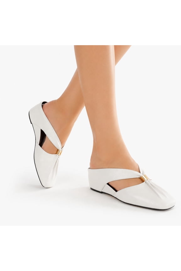 Women Square Toe Wedge Mule Sandals Ruched Closed Toe Slip On Block Heel Shoes