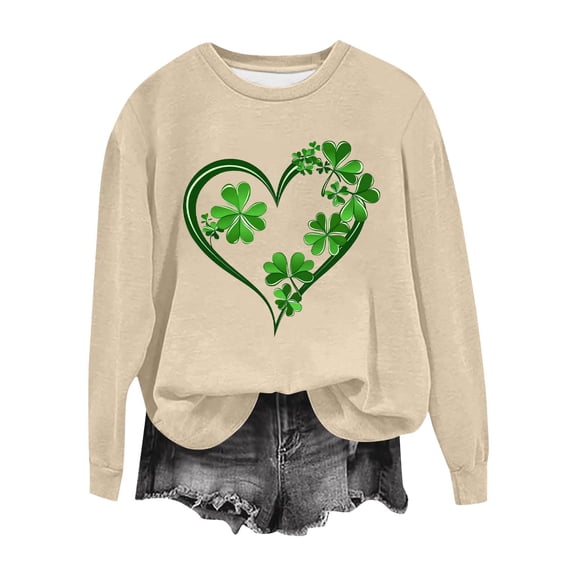 Women St Patricks Day Sweatshirts Loose Sweater Shamrock Pullover Long Sleeve Graphic Casual Tops