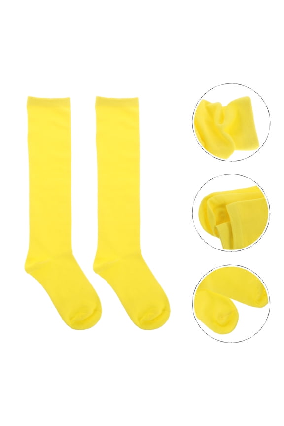 Women Stack of Socks Candy Solid Color Cotton High Tube Knee Socks Women Long Tube over the Knee Socks Free Size Individual Packaging (Bright Yellow)