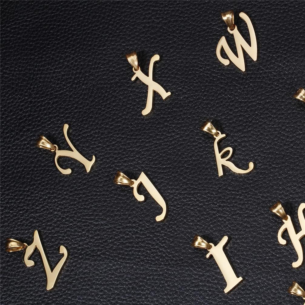 Women Stainless Steel Large Initial Letters 26 Alphabet Pendant ...