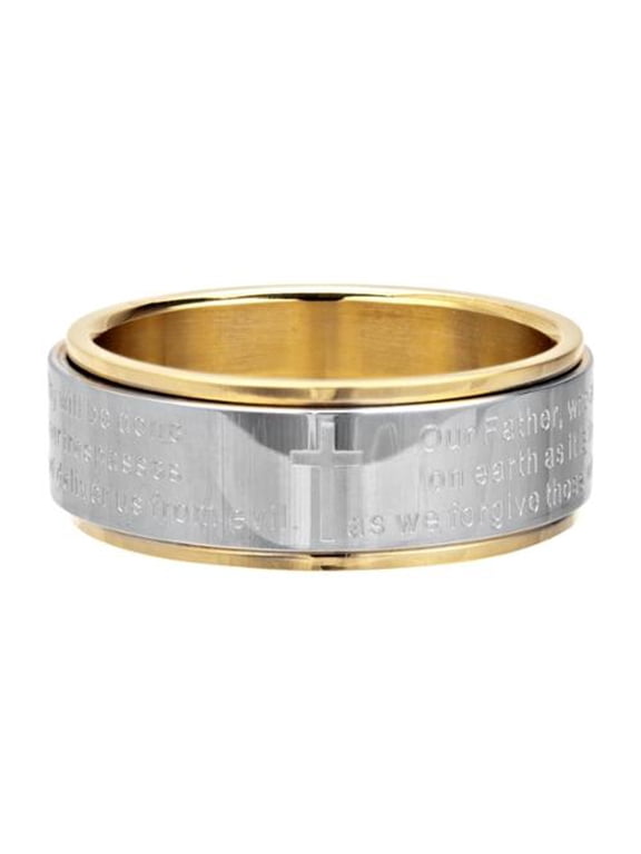 Women Stainless Steel Lord's Prayer Spinner Fashion Ring (Size 13)