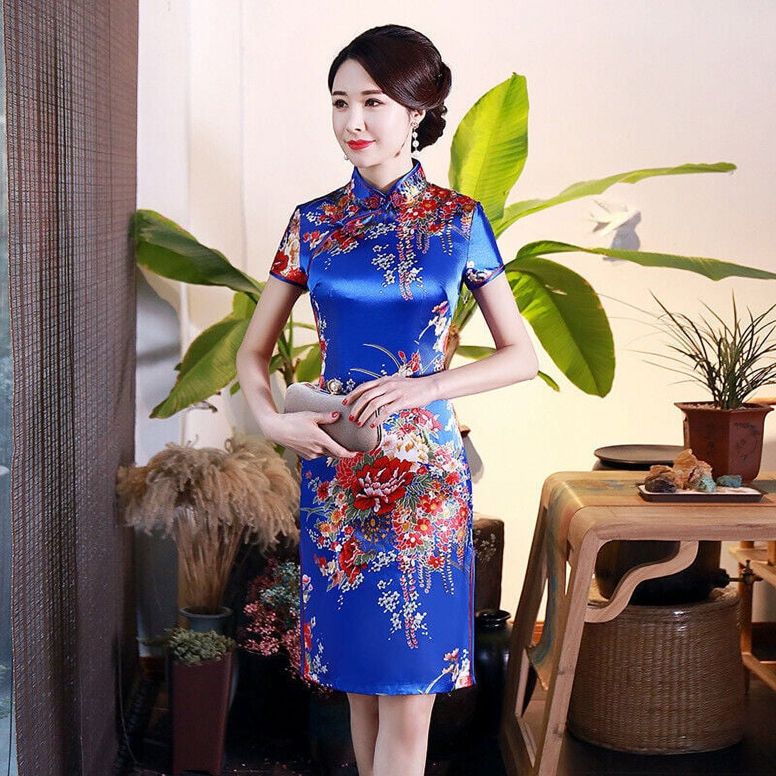 Chinese silk top mini dress