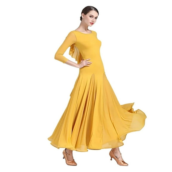 Women Standard Dance Dress Ruffles Backless Ballroom Dancewear Evening Dresses Ballroom Dress
