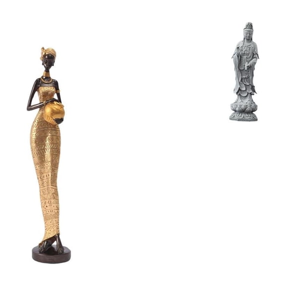 Women Statues African Figurines Guan Yin Sculpture Durable Resin Artwork for Home Bedroom Cabinet Decor Enthusiasts