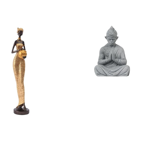 Women Statues African Sculptures Monkey Buddha Figurine Resin Material for Home Hotel Meditation Space