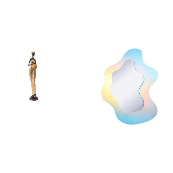 Women Statues African Sculptures Vanity Mirror Acrylic Material for Home Bedroom Office Wall Decor