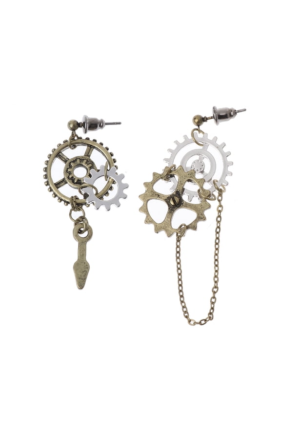 Women Steampunk Antique Women Gear Pendant Dangle Long Hook Earring Club Jewelry