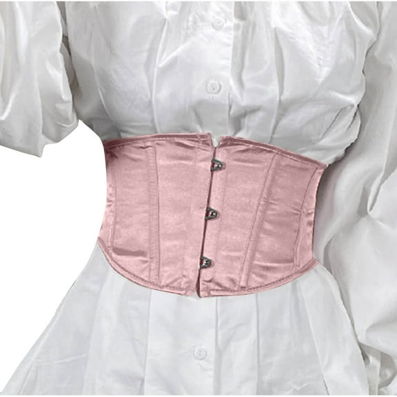 Women Steampunk Corset Belt Medival Elastic Waist Belt for Dresses Pink S