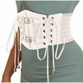 thumbnail image 1 of Women Steampunk Corset Belt Medival Elastic Waist Belt for Dresses White Free Size, 1 of 5
