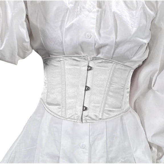Women Steampunk Corset Belt Medival Elastic Waist Belt for Dresses White S