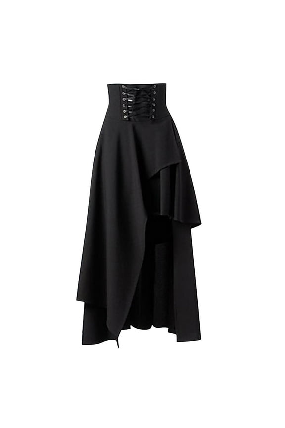Women Steampunk Gothic Clothing Vintage Cotton Black Lace Skirts Vacation Holiday Female Dailywear