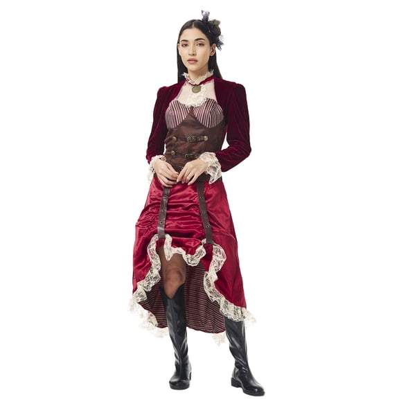 Women Steampunk Pirate Costume Caribbean Pirate Cosplay Dress Outfit