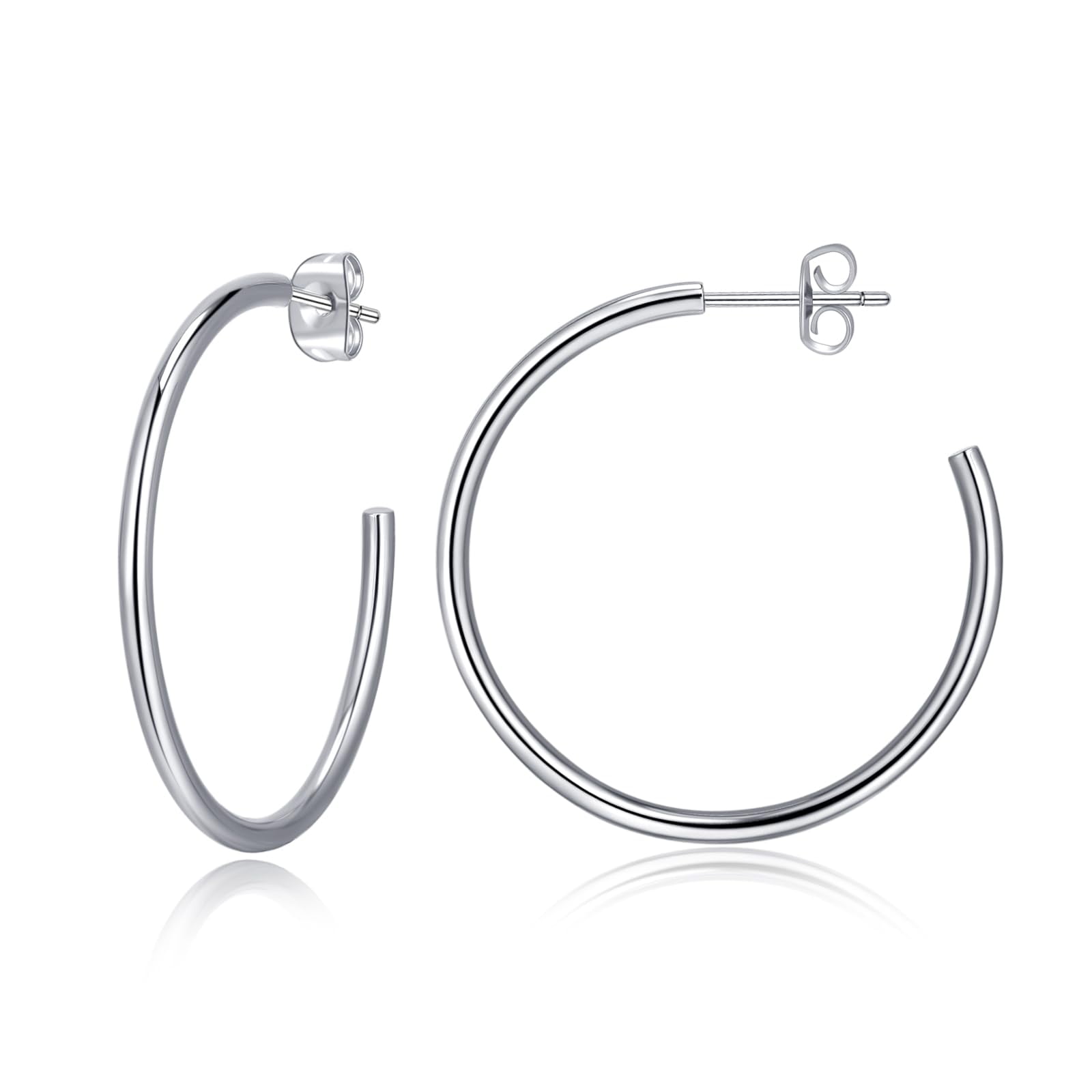 Women Sterling Silver Hoop Earrings, Hypoallergenic Nickel Free