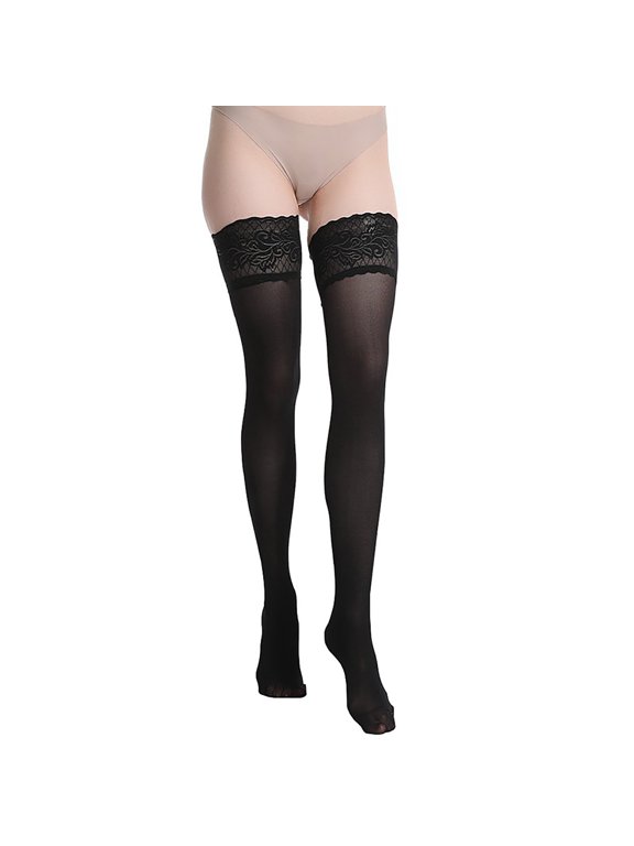 Women Stockings Velvet Long Tube Anti Over Knee Socks Lace High Thigh Stockings Solid Hosiery Black