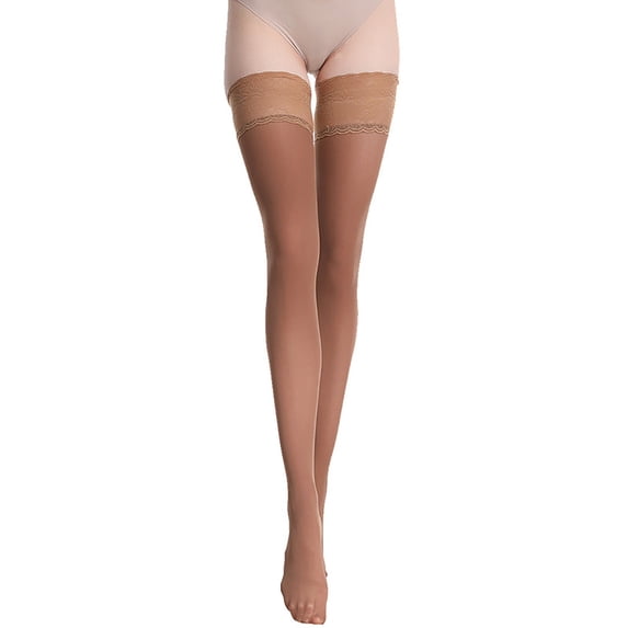 Women Stockings Velvet Long Tube Anti Over Knee Socks Lace High Thigh Stockings Solid Hosiery Coffee