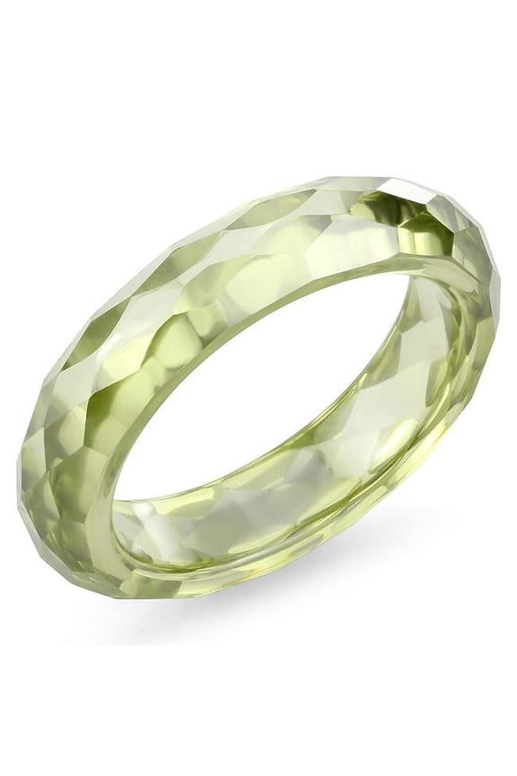 Women Stone Ring with AAA Grade CZ in Olivine - Size 9