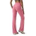 thumbnail image 1 of Women Straight Leggings Bottoms Wide Leg Pants High Waist Stretchy Comfy No Front Seam Yoga Workout Gym Pants (Hot Pink,M), 1 of 6