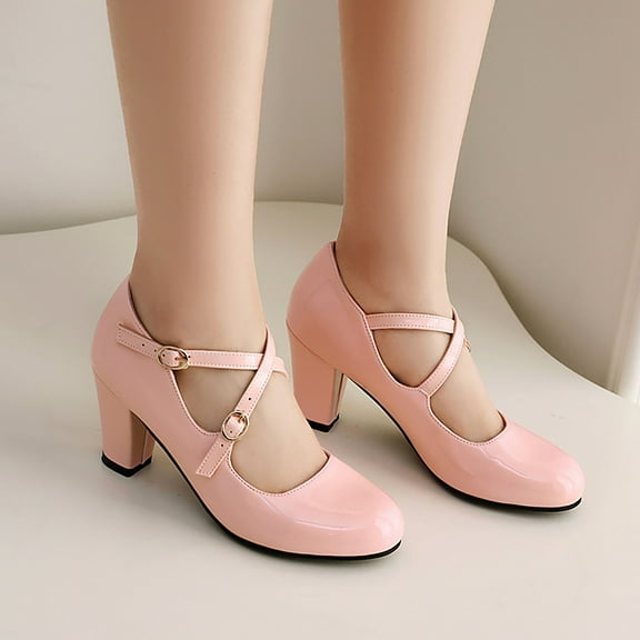 Women Strap High Heel Heel Mary Jane Shoes With Round Toe,Mary Jane Sneakers for Women,02 Pink,38