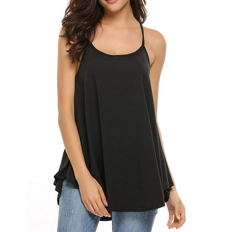 Women Strap Tank Top Casual Pleated Camisole Flowy Cotton Loose Cami Tops