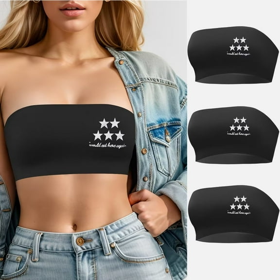 Women Strapless Bandeau Bra Printing Patten Tube Tops Bra Bralette Seamless Comfortable Bra