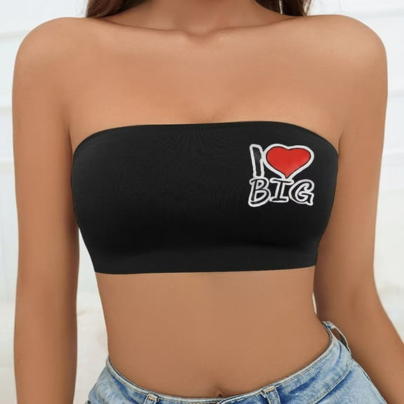 Women Strapless Bandeau Bra Tube Tops Bra Bralette Seamless Comfortable Non-Padded Bra