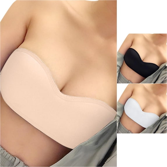 Women Strapless Bandeau Bra WireâFree Thin Summer Antiâ Padded PushâUp Invisible TubeâTop Bralette